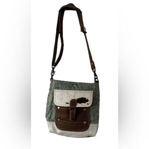 Myra Bag Crossbody Bag Canvas Leather Cowhide Western NWOT!